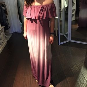 Ombré, off-shoulder, maxi dress